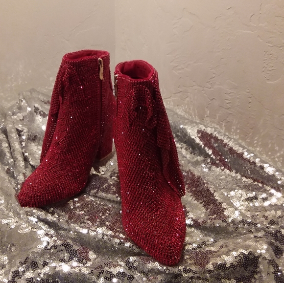 Custom Order Red Crystal Diamante Booties - Picture 5 of 5